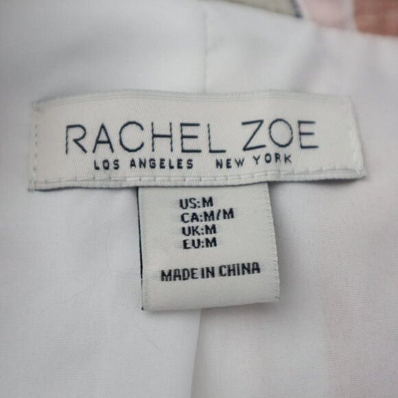 Rachel Zoe Pastel Striped Linen Oversized Padded Shoulder Blazer Jacket Size M - Picture 11 of 11